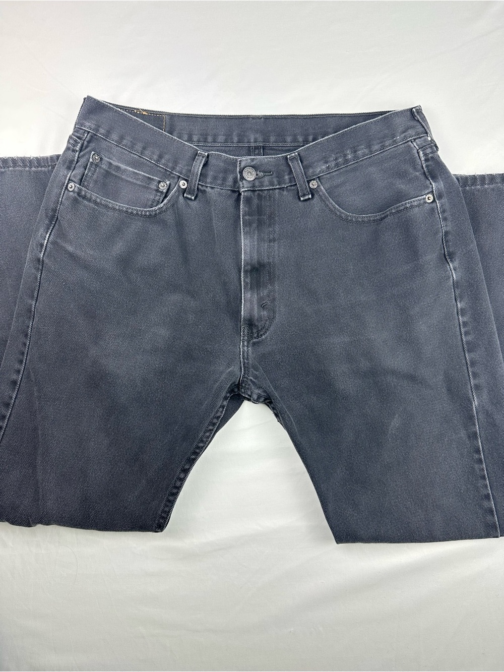 Levi’s 505 Men’s Straight Leg Faded Black Denim Jeans Vintage Classic Grunge - Picture 5 of 14